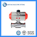 Hygienic 304/316L Sanitary Valves, Three Way Welded Pneumatic Ball Valve with Actuator